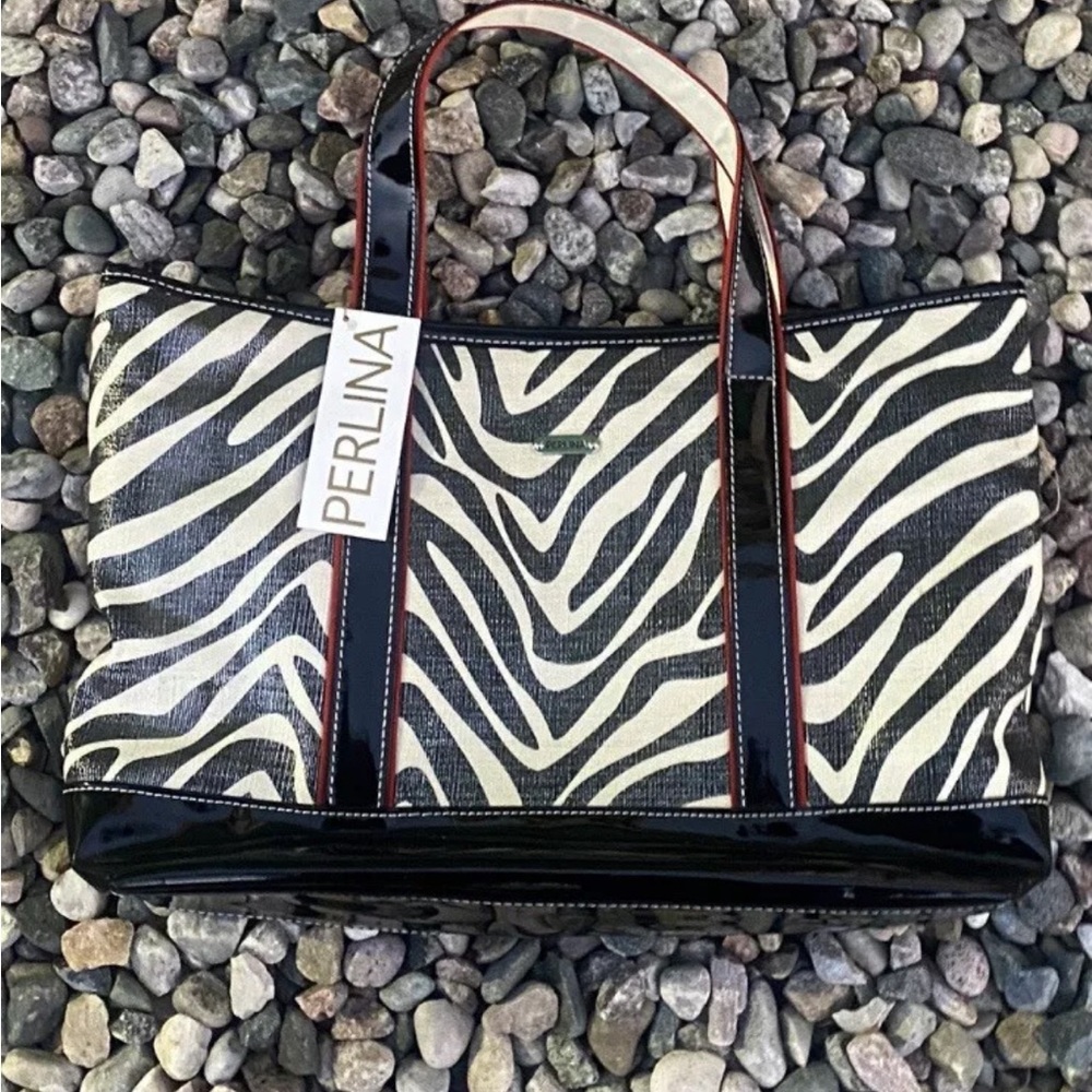 Perlina Black and White Zebra Tote NWT